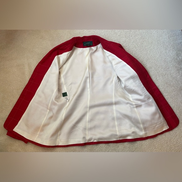 Lauren Ralph Lauren vintage red plaid preppy linen blazer, gold buttons, sz 10 - Picture 7 of 8